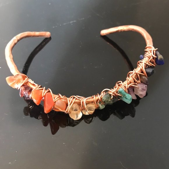 Conceptual Subculture Jewelry - Chakra Bracelet Natural Copper Wire Wrapped Reiki